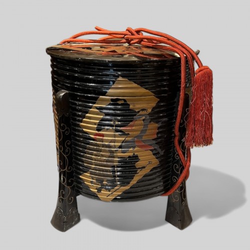 Antiquités - Paire de boîtes Hokai en bois laqué datées 1829,  Japon époque Edo