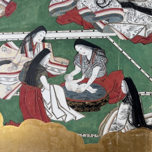 Paravent le dit du Genji, Japon époque Edo début 19e - Arts d