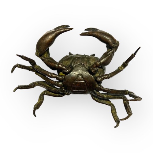 XXe siècle - Crabe articulé en bronze signé Yasunoke, Japon vers 1900