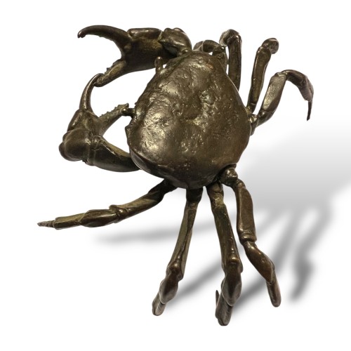 Antiquités - Crabe articulé en bronze signé Yasunoke, Japon vers 1900