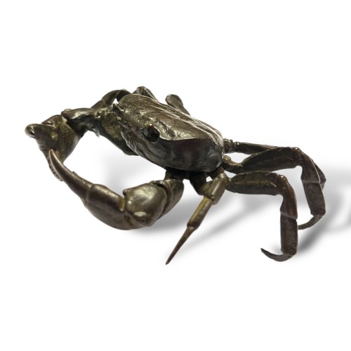 Antiquités - Crabe articulé en bronze signé Yasunoke, Japon vers 1900