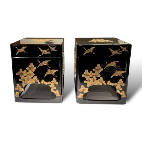 Pair of Large Lacquer Boxes, Japan circa 1900-1920 - Asian Works of Art Style 