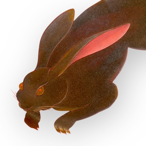 Antiquités - Plat en laque, Le Lapin blanc - Japon, Kakutaro Yamazaki (1899-1984)