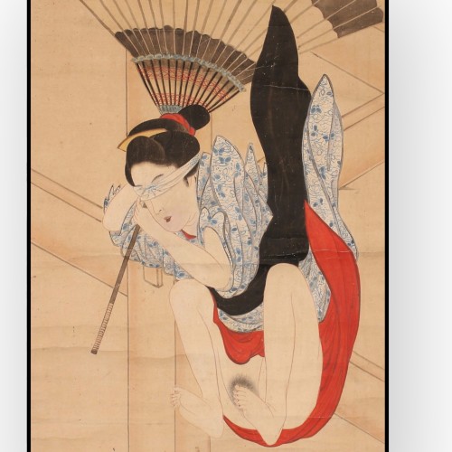 Japan, Woman jumping from the balcony of Kiyomizu-dera   Edo period - Asian Works of Art Style 