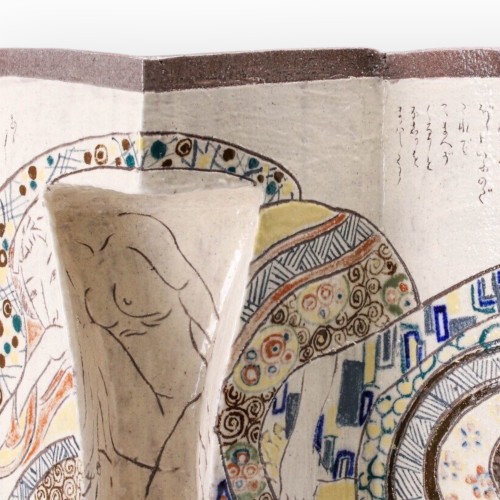 XXe siècle - Yoshimasa Toba, sculpture paravent en grès émaillé, vers 1986