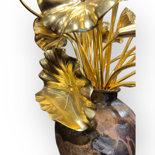20th century - Set of 26 gilded wood lotus flowers and leaves, Japan, Showa period