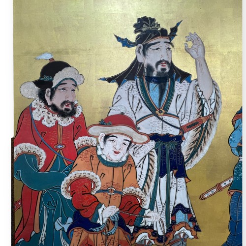 Paravent à deux feuilles, Les marchands Chinois, Japon époque Edo - Arts d
