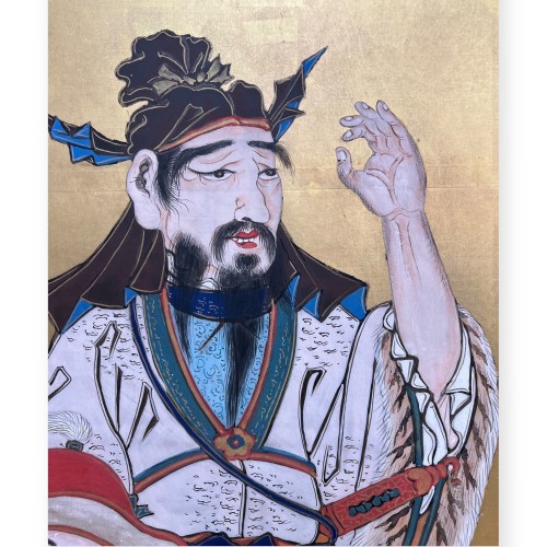 Paravent à deux feuilles, Les marchands Chinois, Japon époque Edo - 