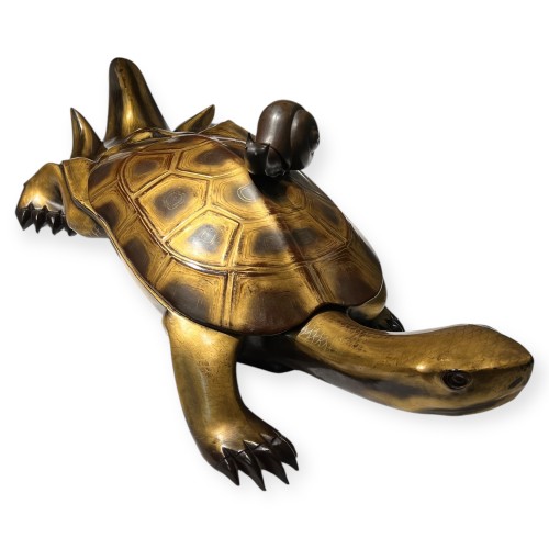 Antiquités - Japanese Lacquer Candy Box in the Shape of a Turtle, 19th Century