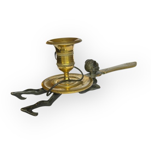 Portable candlestick, Demon, Bronze, 19th century  - 