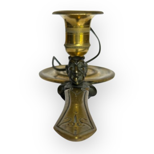 Antiquités - Portable candlestick, Demon, Bronze, 19th century 