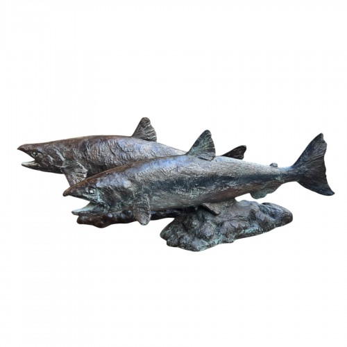 Paire de saumons en bronze, 1968— Saka Tand? (1920-1998)