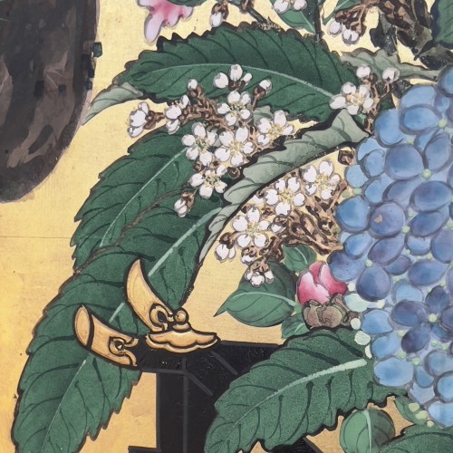  - Paravent japonais, Char fleuri, fin de l’époque Edo XIXe siècle