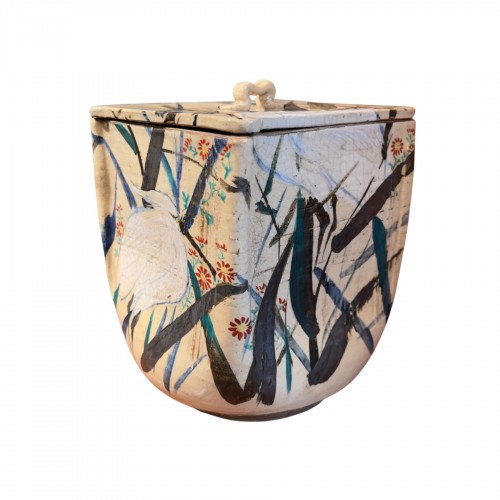 Mizusashi à l'Aigrette , Kenzan, attr à Miura Kenya (Kenzan VI), Japon, 19ème s