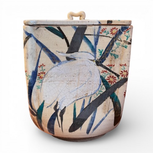 Mizusashi à l'Aigrette, Kenzan, attr à Miura Kenya (Kenzan VI), Japon 19e siècle - Arts d