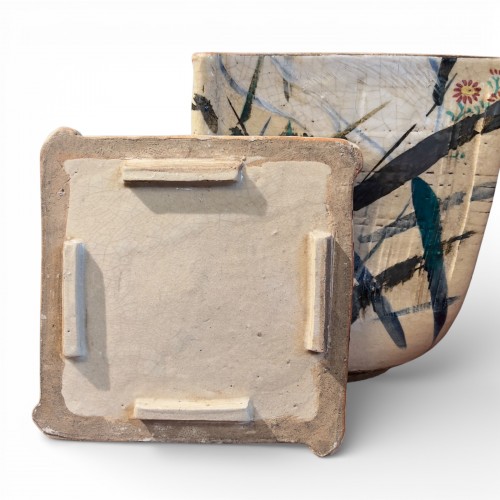 Antiquités - Mizusashi à l'Aigrette, Kenzan, attr à Miura Kenya (Kenzan VI), Japon 19e siècle