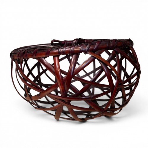 Iida Seiseki (1929- 2014) Grand panier à fleurs hanakago intitulé "Poème du Ciel" - Arts d
