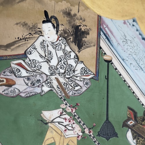 Antiquités - Six-panel screen, Tale of Genji Kano Sosen Toshinobu 1814-1897