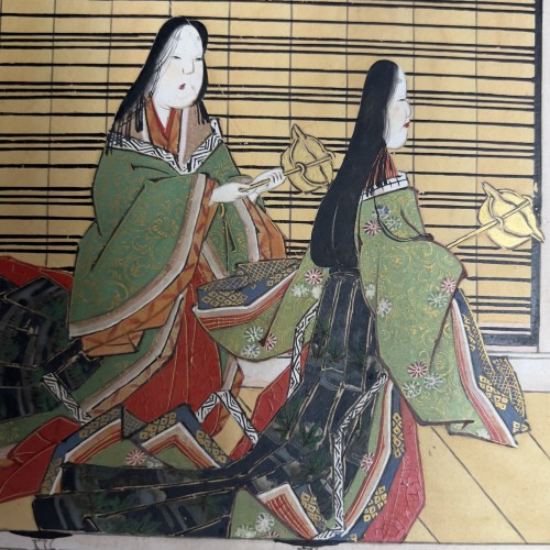 Antiquités - Six-panel screen, Tale of Genji Kano Sosen Toshinobu 1814-1897