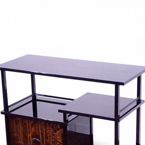 Wajima lacquer kurodana with bamboo grove design, by Hamataka Etsur?, 1984 - Asian Works of Art Style 