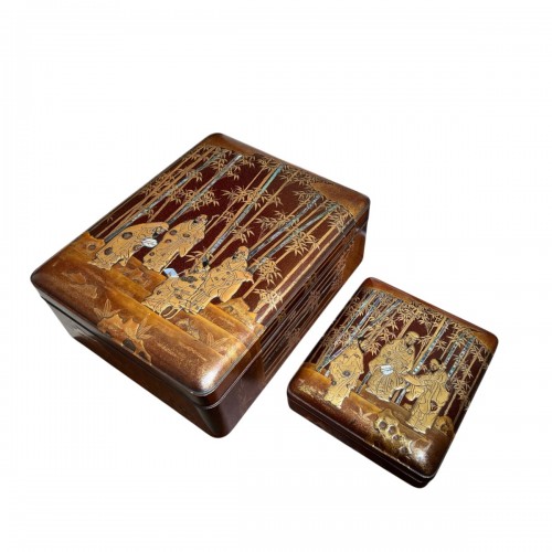 Bunko et suzuribako, Sept sages de la forêt de bambous, Japon, 19ème