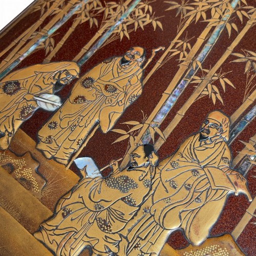 Antiquités - Bunko and Suzuribako, 7 Scholars in the bamboo grove, Japan 19th century 