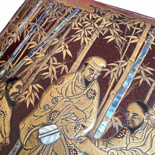Antiquités - Bunko and Suzuribako, 7 Scholars in the bamboo grove, Japan 19th century 