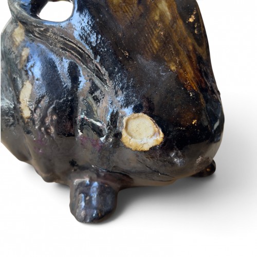  - Ennosai Soshitsu (1872–1924), Pair of Black Raku Rabbit Hand Warmers, Meiji Period