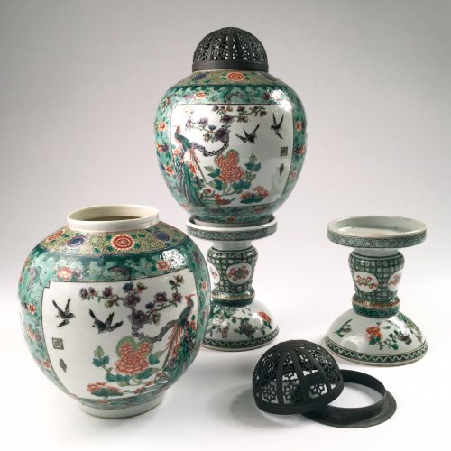 China, pair of Chinese 19th century Famille Verte porcelain lanterns  - Asian Works of Art Style 