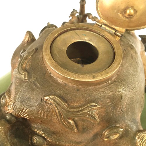 Art Nouveau Bronze Japonism  Inkwell by Santamaria, late 19th c. - 