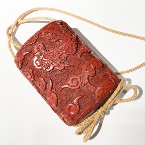 19th century - Tsuishu red lacquer  inro, Japan, Edo period