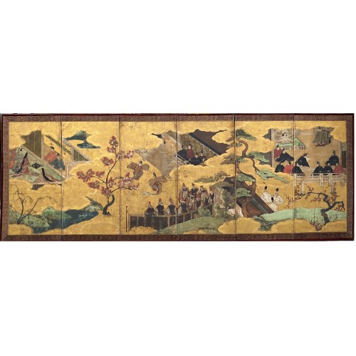 Antiquités - Folding screen, The Tale of Genji  Japan Edo period 17th  century