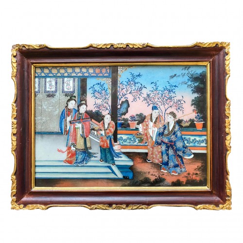 Chinese export reverse glass painting, China circa 1840-60 - Asian Works of Art Style 