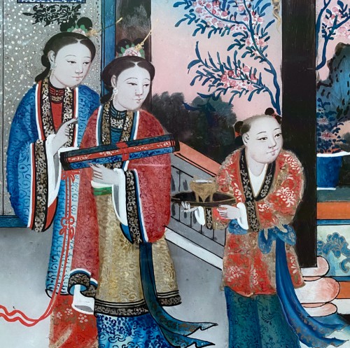 Asian Works of Art  - Chinese export reverse glass painting, China circa 1840-60