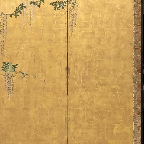 Folding screen with a cart carrying Flowers, Japan Edo period - Asian Works of Art Style 