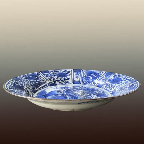 Asian Works of Art  - Japan, large blue and white porcelain charger, 17th century