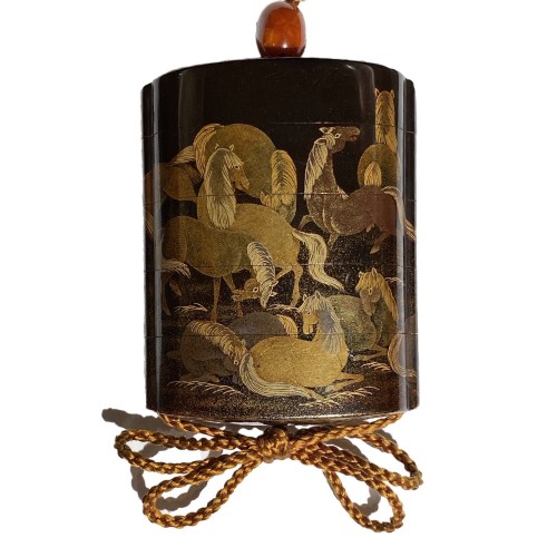 INRO - Cent chevaux Japon époque Edo, 19e siècle - Arts d