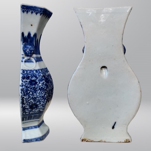 Asian Works of Art  - China, blue and white porcelain wall vase, 18th century.