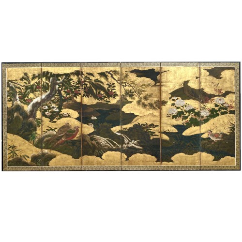 Japan, Folding screen, Kano School, Edo period, late 17th century. - 