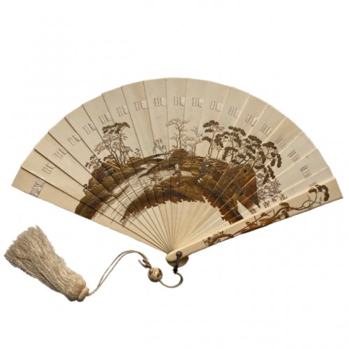 Japan, lacquer ivory fan, Meiji period circa 1880