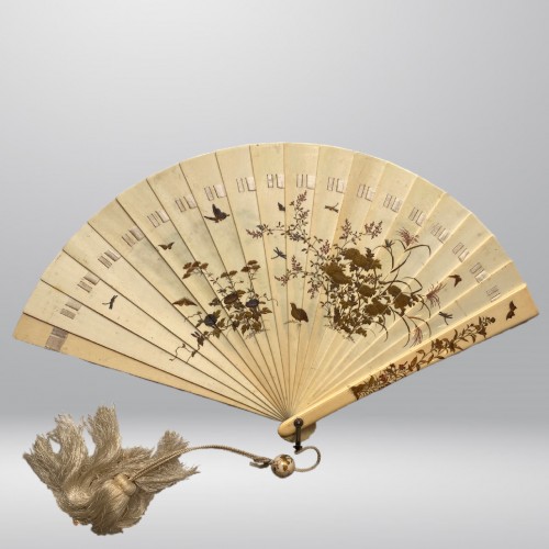 Japan, lacquer ivory fan, Meiji period circa 1880 - Asian Works of Art Style 