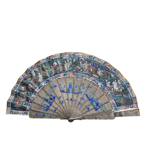 China, Filigree mandarin folding fan, Canton, Daoguang period 1821-1850