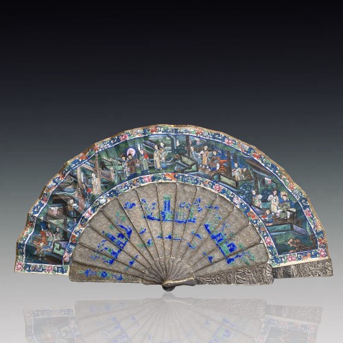 Asian Works of Art  - China, Filigree mandarin folding fan, Canton, Daoguang period 1821-1850