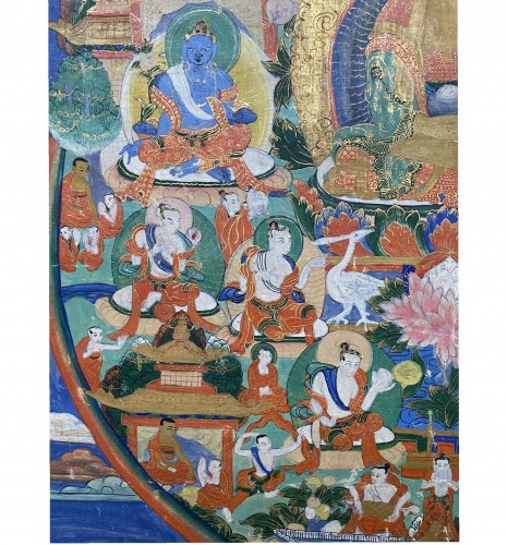 Thangka depicting Amitabha in Sukhavati, Sino Tibetan, 19th century - 