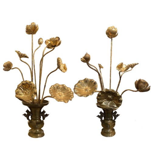 Japan,  20 wood gold lacquered lotus flowers, Meiji period 