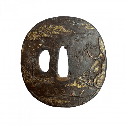 Tsuba , signée Jakushi, Japon, 19e siècle