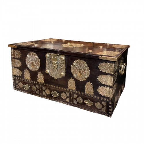 A &#039;Shirazi&#039; wood chest, Persia 19th Century