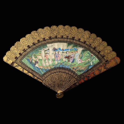 Asian Works of Art  - China, lacquer fan, Daoguang period, circa 1820/30