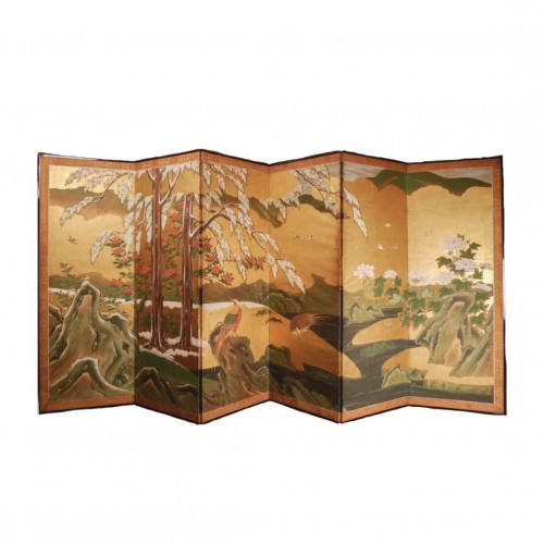 18th century - Japan, Six folds screen, Kano school, Edo period