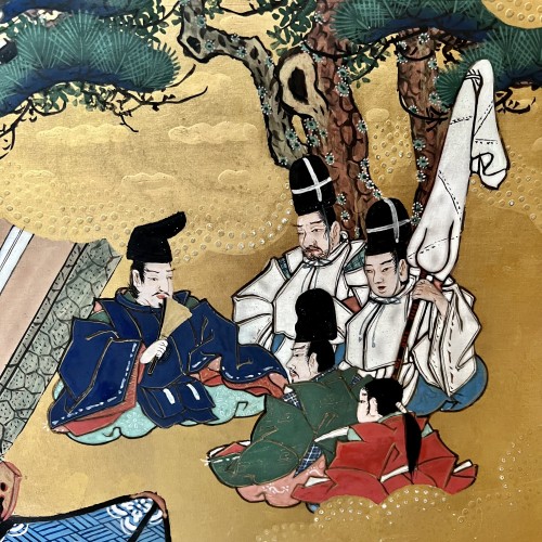 Paravent à 6 feuilles, scènes du Dit du Genji - Japon période Edo vers 1800 - Cristina Ortega & Michel Dermigny